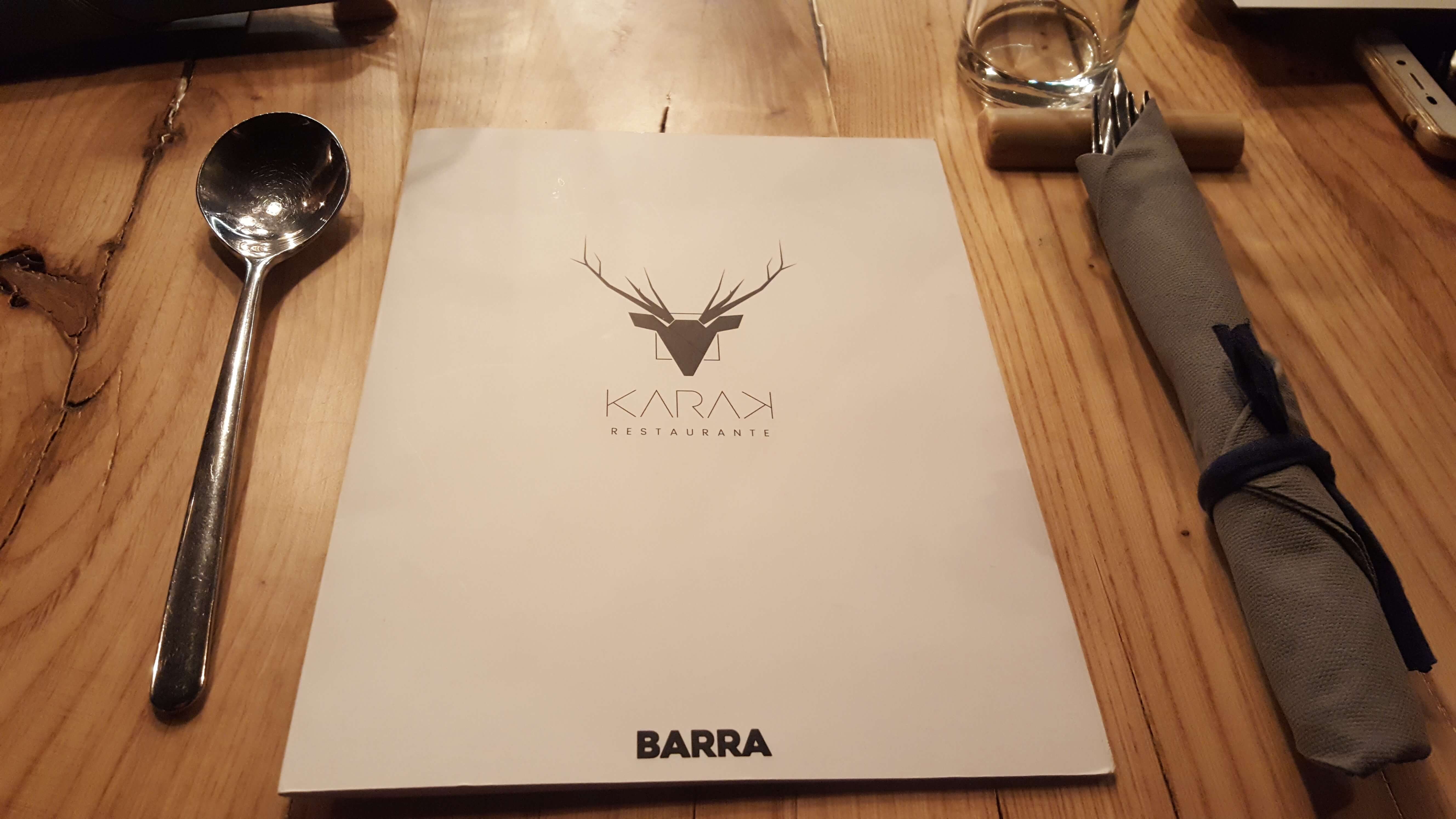 Carta Barra Restaurante Karak